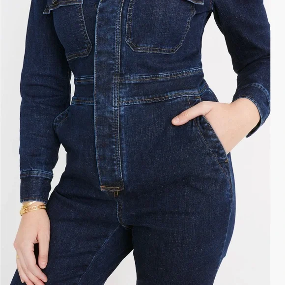 Madewell Denim Slim Dark Wash Coverall Jumpsuit | Size 2 - Picture 2 of 12